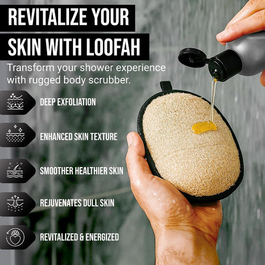 SERRENTO Mens Loofah Body Scrubber - Shower Sponge Luffa 2PCS Baths Hygiene