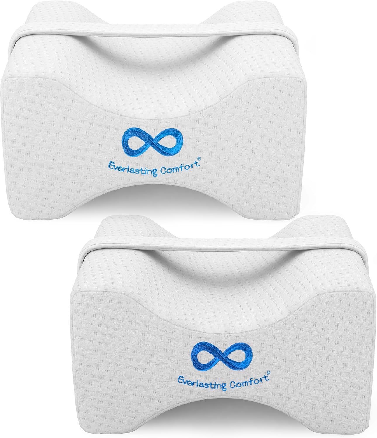 Everlasting Comfort Memory Foam Knee Pillow for Side Sleepers – Sciatica Pain Relief Pillow, Removable Strap Support – Leg Pillows for Sleeping Alignment, Knees, Back & Hip Cushion