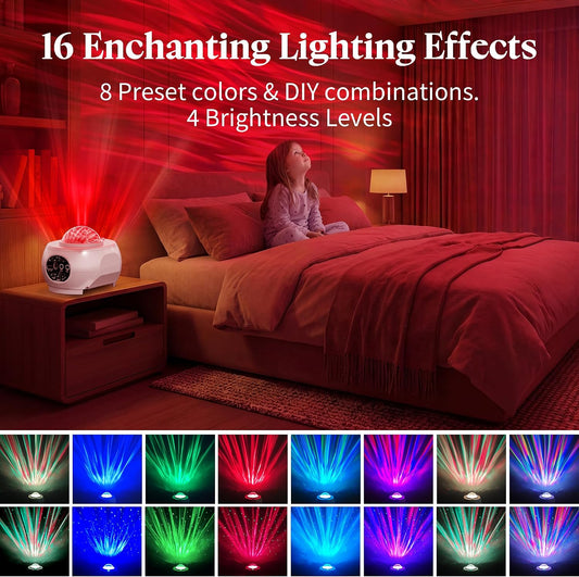 Northern Lights Projector, 16-Color Ocean Wave Galaxy Projector for Bedroom & Home Spa, Water Lamp Room Decor, Remote & Timer, Aesthetic Shower Light Gifts for Women Teen Girls Kids (M1A)