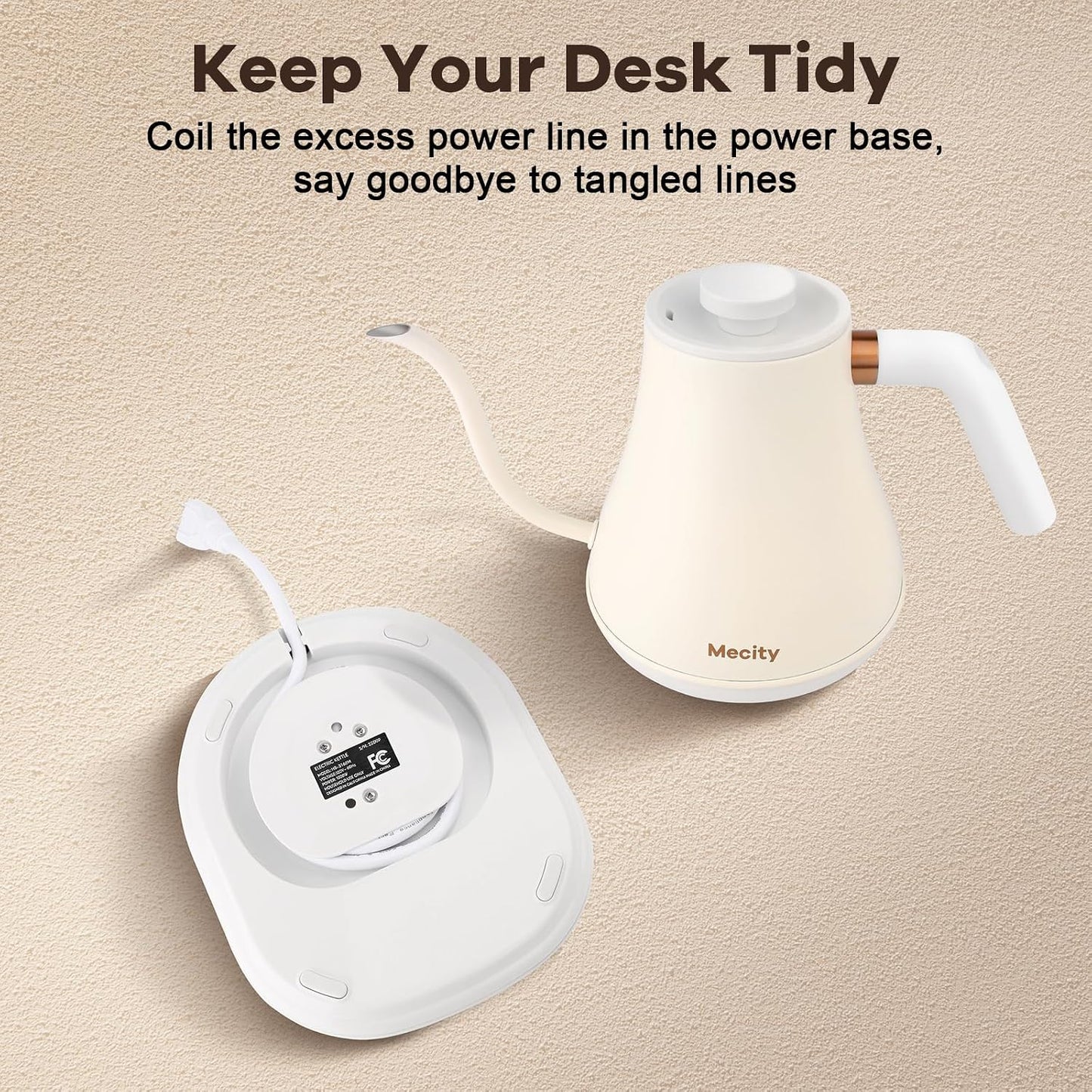 Mecity Electric Gooseneck Kettle With LCD Display Automatic Shut Off Retro Coffee Kettle Temperature Control Hot Water Boiler to Pour Over Tea, 1200 Watt Quick Heating Tea Pot, 0.8L, Stainless Steel