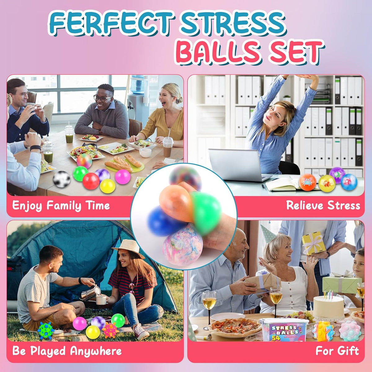 36 Pack Stress Balls, Squishy Balls, Squishy Fidget Stress Relief