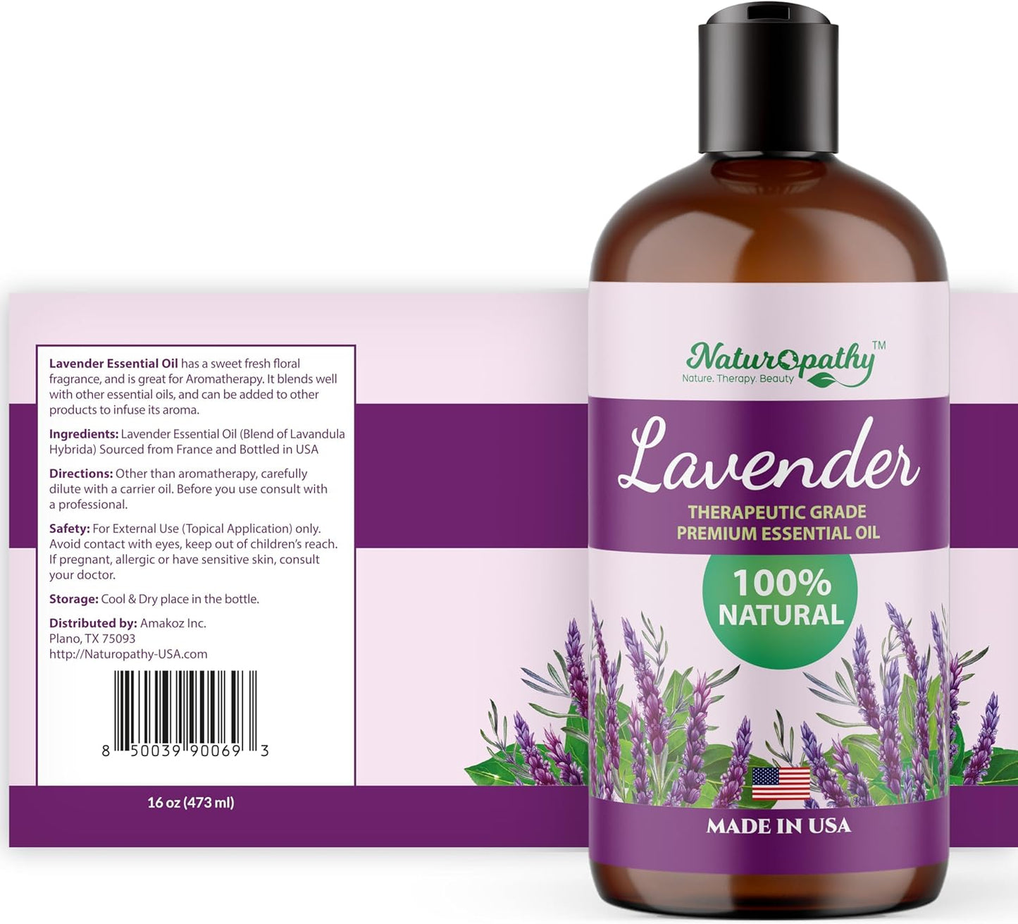 Naturopathy Lavender Essential Oil, 100% Natural Therapeutic Grade, Premium Quality Lavender Oil, 4 fl. Oz - Perfect for Aromatherapy and Relaxation