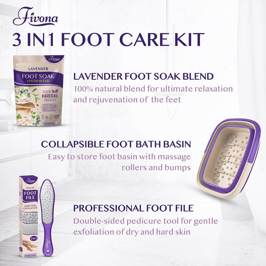 Fivona Tea Tree Foot Soak Blend 14.1 oz - Epsom Salt with Essential Oils for Healthy Toenails, Soothing Relief, Callus Softening - Pedicure Therapy for Soft, Rejuvenated Feet