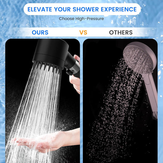 PWERAN Filtered Shower Head with Handheld, High Pressure Water Flow and Multiple Spray Modes Shower Head with Filter, Power Wash for Hard Water, Showerhead with ON/OFF Switch for Pets Bath