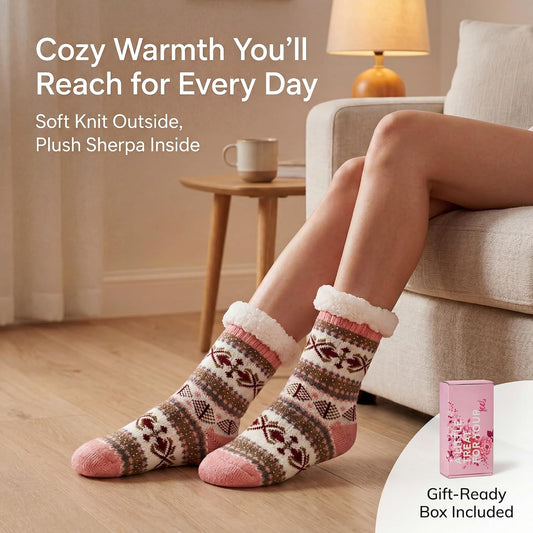 Cozylook Fuzzy Slipper Socks for Women with Grips, Cozy Winter Gifts