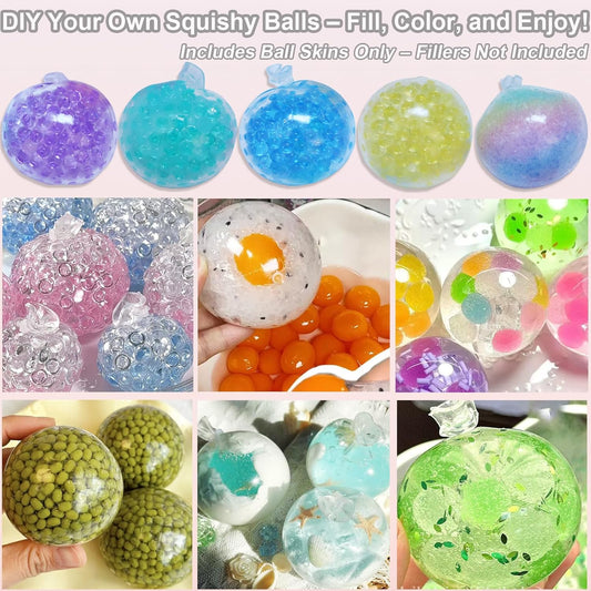 15pcs DIY Stress Ball Kit β Blank Skins with Air Pump & Expander Tool for Making Pressure Balls, Make Your Own Fidget Pressure Balls (15Transparent)
