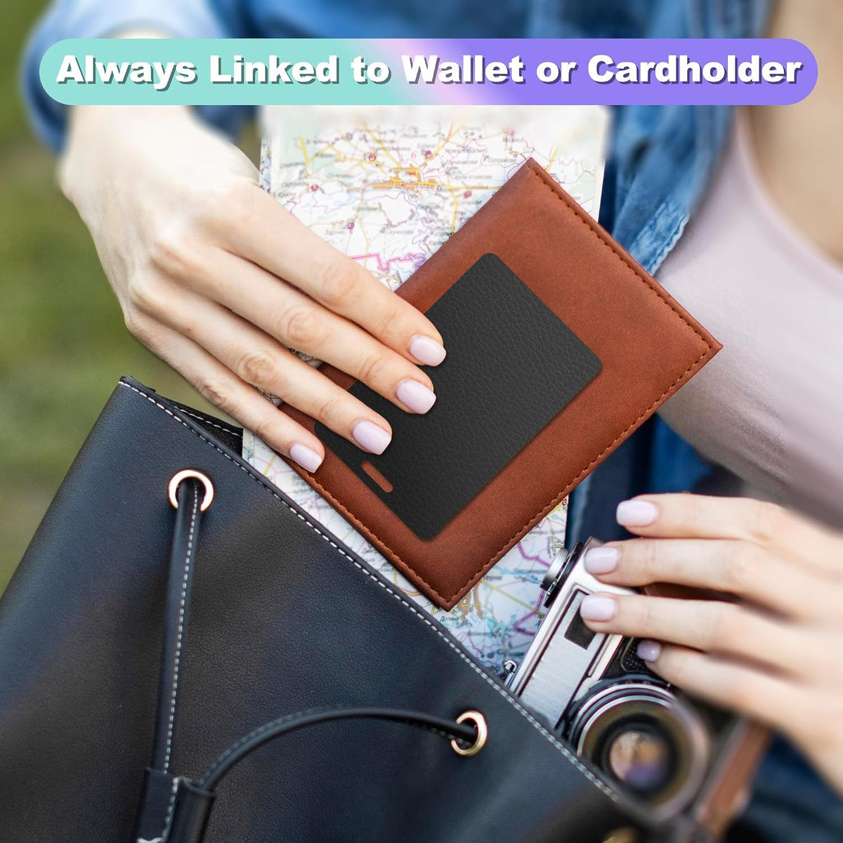 Wallet Tracker Card, Slim Rechargeable Bluetooth Item Locator, Smart Finder Compatible with Apple Find My for Wallet, Luggage, Passport, IP68 Waterproof (iOS Only) (Carbon Fiber Black)