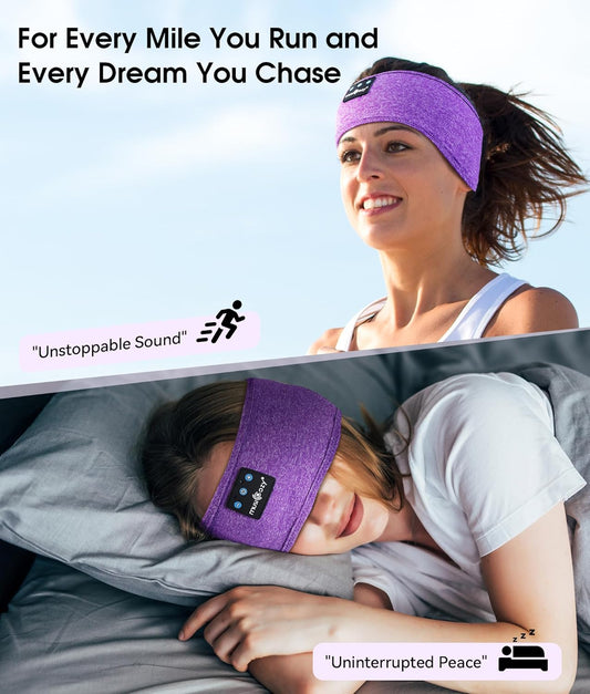 MUSICOZY Sleep Headphones Bluetooth 5.4 Headband, Wireless Earphones Music Sleep Earbuds Sleeping Eye Mask with HD Stereo Speakers for Workout Running Travel Yoga, Ideal Gifts for Men Women Mom Dad