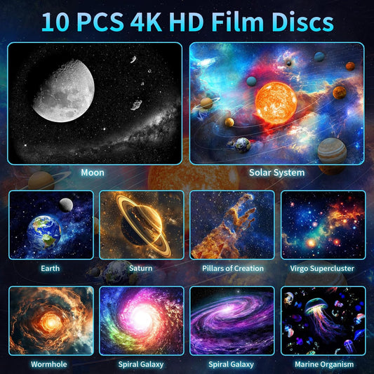 Galaxy Projector,Upgraded 4K HD Star Projector Lens, 10 Slides Image