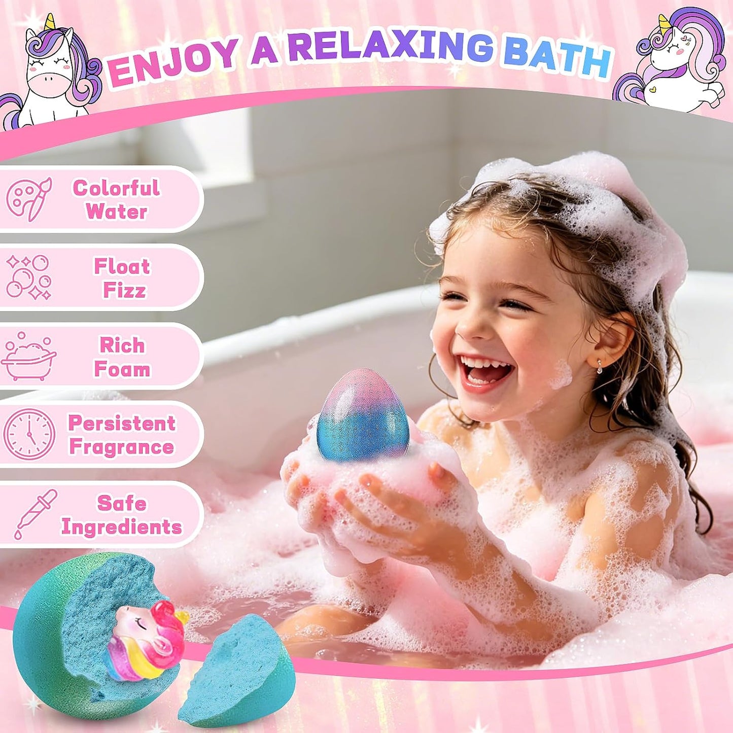 20 Pack Bath Bombs for Kids with Surprise Inside Bubble Bath Toys Organic Natural Bath Bombs Set Easter Basket Stuffers Birthday Christmas Gift for Kids 3 4 5 6 7 8 Years Old Boys Toddlers Girls