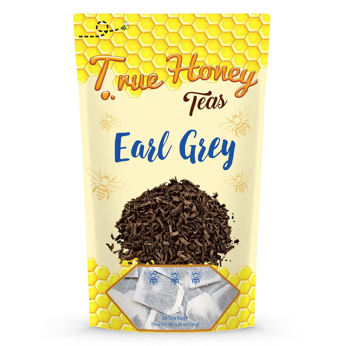 True Honey Earl Grey Tea Bags - Honey Crystals Blended in Every Sachet - Positive Immune Support - All Natural Organic Herbal Caffeinated Tea Bag 24 Count