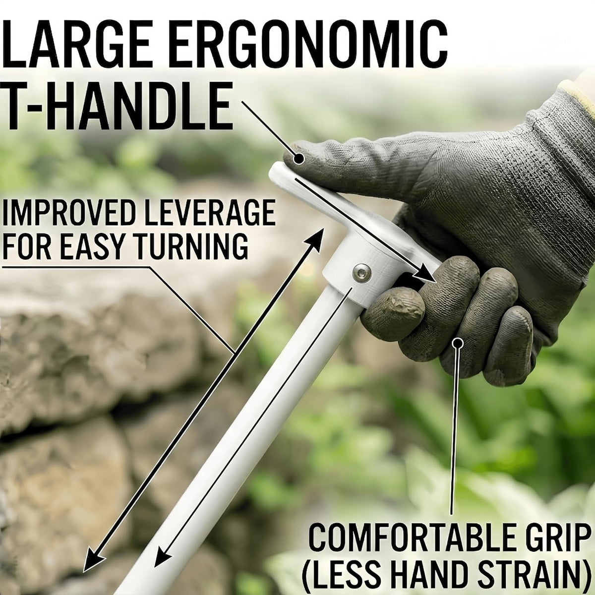 Garden Hose Faucet Handle Extender Kit, Ergonomic Outdoor Water Tap Extension, Easy Installation, Easy Grip Outdoor Spigot Turner for Hard to Reach Valves (White)