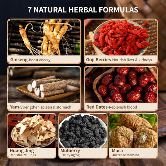 Ginseng Five Treasures Kidney Tea, Traditional Chinese Herbal TeaBags, Natural Kidney Cleanse Detox Tea for Women & Men, 7 Precious Ingredients Formula(1 Pack/25 Bags)