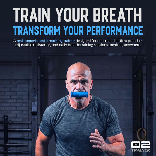 O2Trainer Breathing Muscle Training Device | Lung Power & Endurance Tool for Athletes, Singers & High-Altitude Performance | Diaphragmatic Respiratory Trainer | 16 Resistance Caps