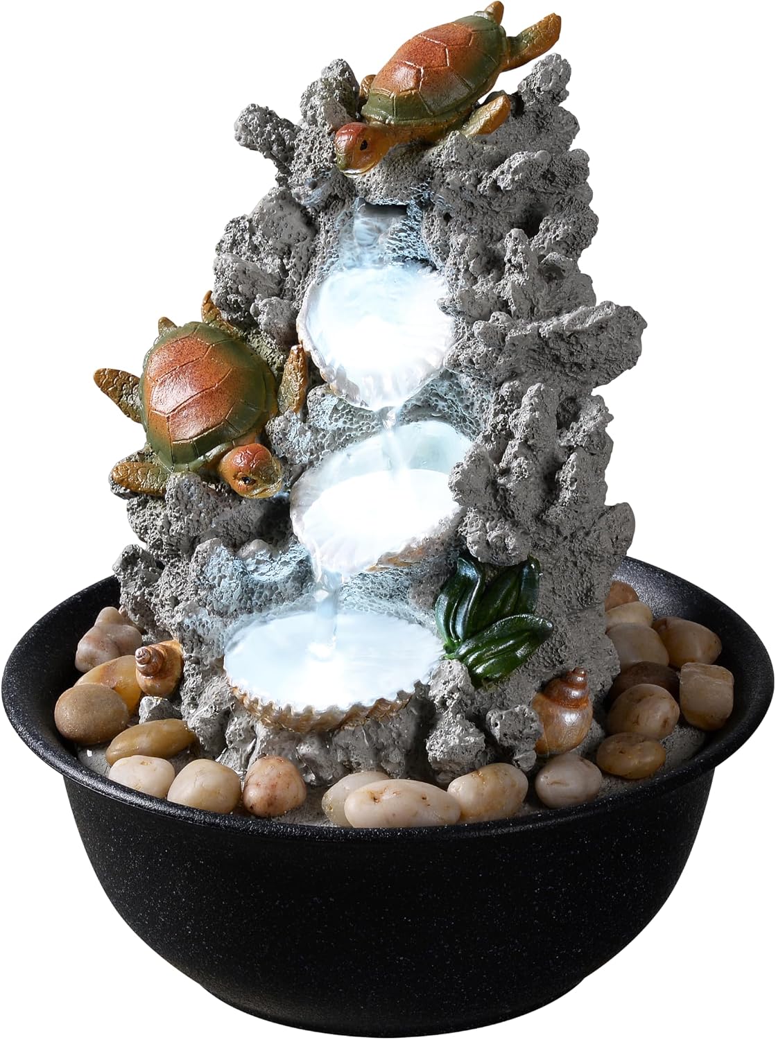 Indoor Tabletop Dolphin Water Fountain with LED Light – Ocean Theme Desk Decor and River Rocks, Relaxing Sound Machine for Sleep & Office, Zen Home Décor Gift for Women, Living Room Decoration