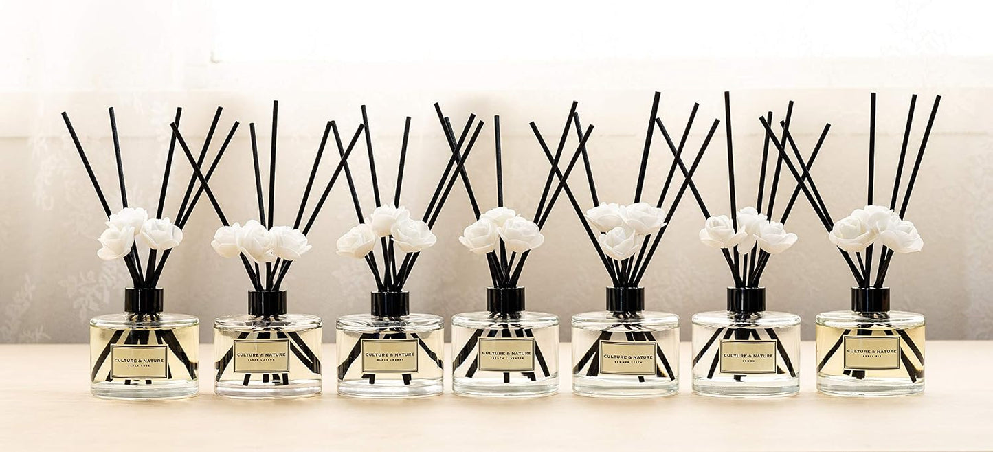 CULTURE & NATURE Reed Diffuser Set 4oz (120ml) Clean Cotton Scented Diffuser with Sticks Home Fragrance Reed Diffuser for Bathroom Shelf Decor