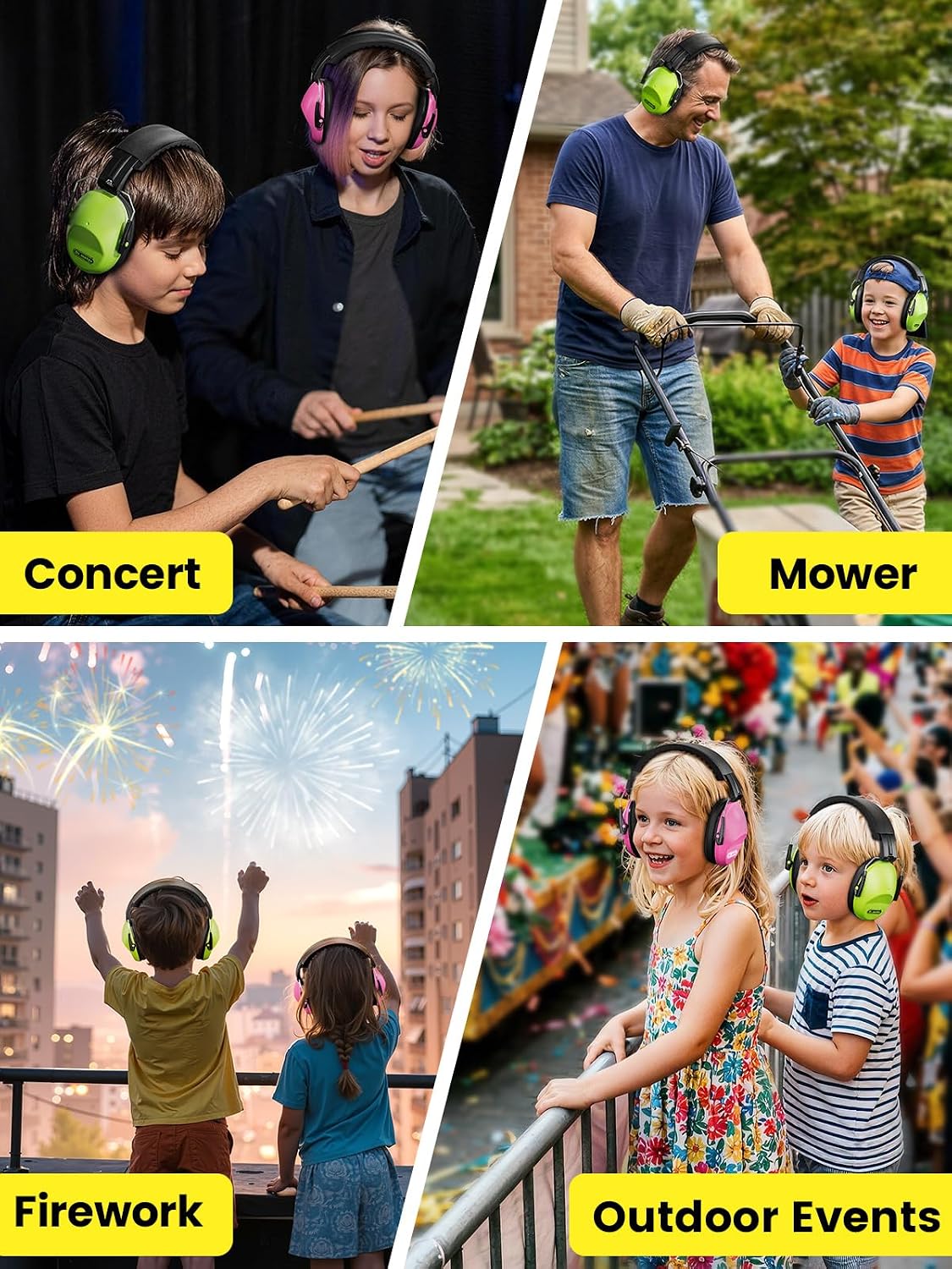Dr.meter Ear Muffs for Noise Reduction: 27.4SNR Noise Cancelling Headphones for Kids Adults, EM100 Adjustable Hearing Protection Earmuffs for Monster Jam, Autism Sensory, Concerts, Fireworks- 3PACK