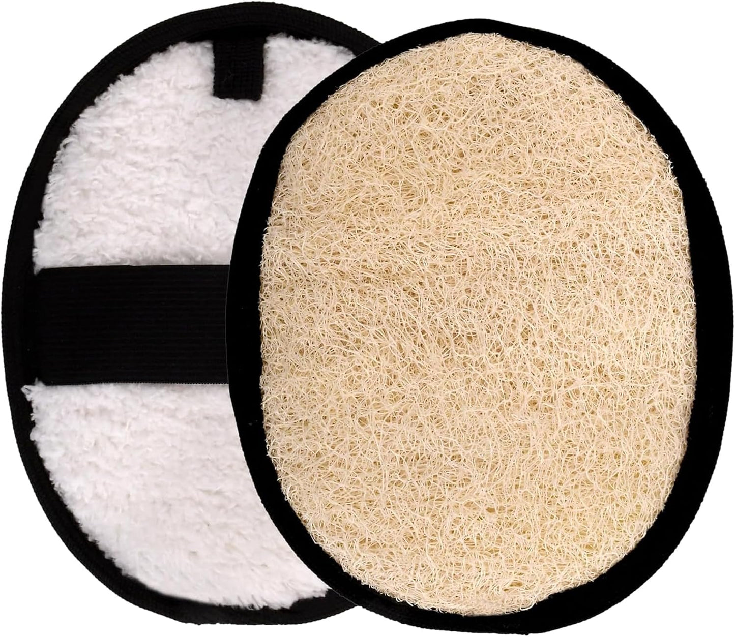 SERRENTO Loofah Body Scrubber Shower - Luffa Sponge 2PCS Black & White Set