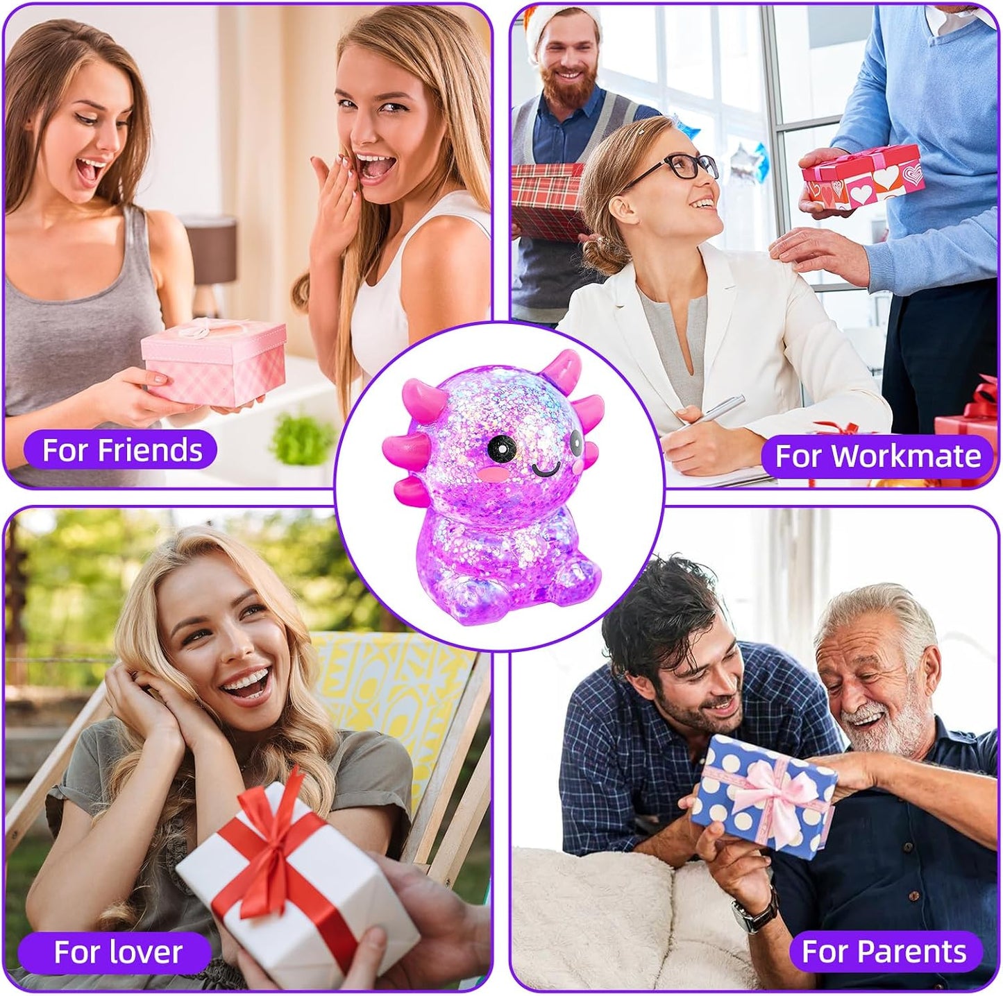 Axolotl Stress Balls for Adults, Squishy Axolotl Figurines Sensory Ball