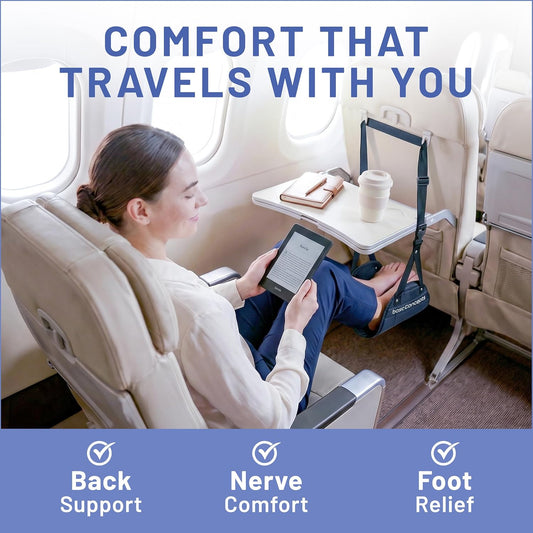 BASIC CONCEPTS Airplane Adjustable Foot Hammock (2 Pack), Perfect or Office Footrest to Relax Your Feet (Memory Foam) - for Travel Accessories, Desk Hammock, Comfy Hanger