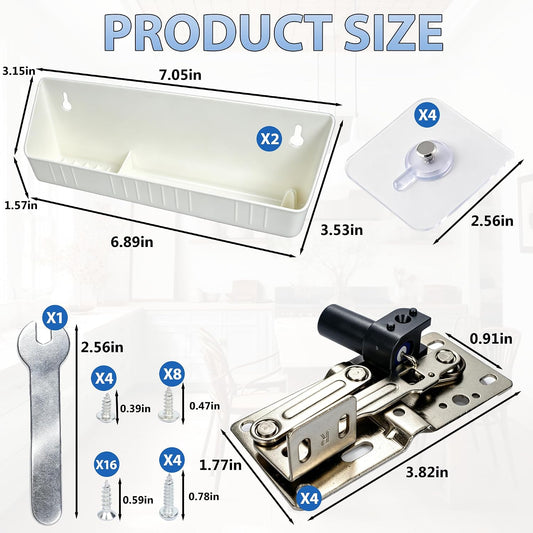 11" Tip-Out Plastic Sink Trays with LD-0220-50SC Steel Hinges | Kitchen Sink Front Tip Out Tray Kit for Bathroom and Kitchen | White (2 Trays & 4 Hinges & Screws Set & 1 Installation Wrench)