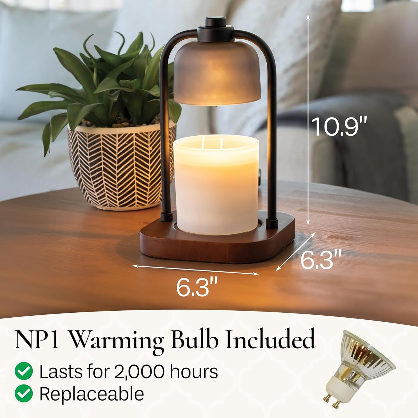 Candle Warmers ETC. Illumination Fragrance Warmer- Light-Up Warmer for Warming Scented Candle Wax Melts and Tarts or to Freshen Room, White Harmony