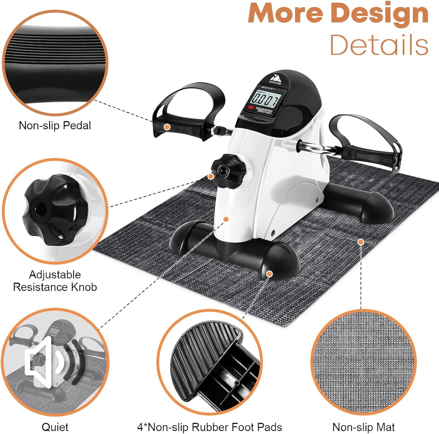 Mini Exercise Bike, AGM Under Desk Bike Pedal Exerciser Foot Cycle Arm & Leg Pedal Exerciser with LCD Screen Displays