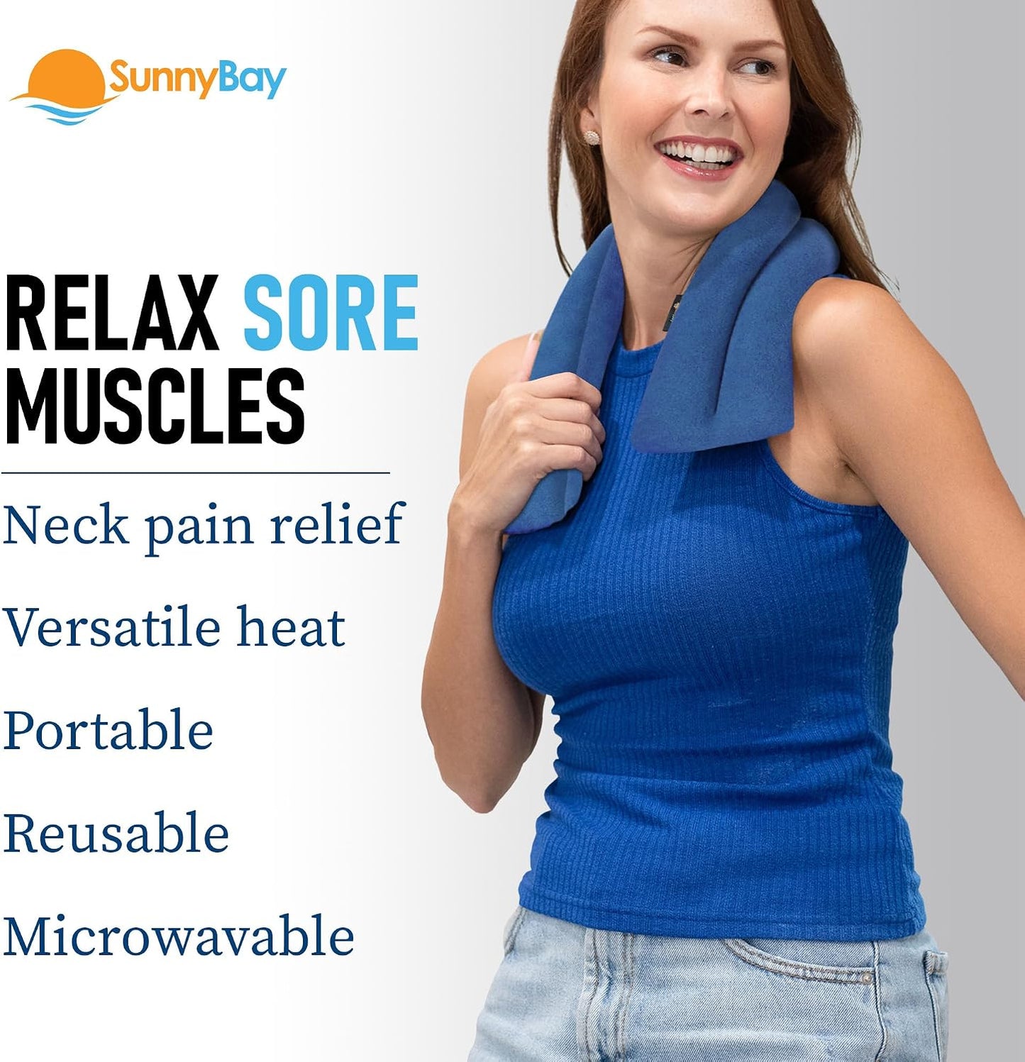 SunnyBay Lavender Microwave Heating Pad, 26" Long Microwavable Neck Wrap & Heat Pack for Moist Hot Therapy, Heated Neck Warmer for Neck, Shoulder & Back Pain Relief, Flaxseed Filling, 26x6, Purple