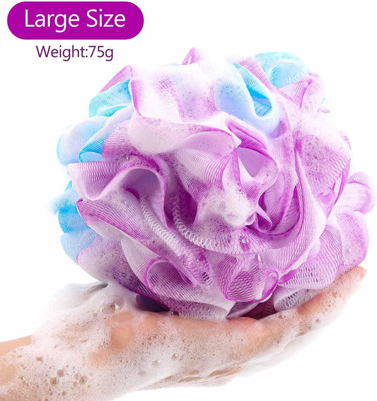 BTYMS 75g/Pc Large Loofahs Shower Sponge, Exfoliating Body Scrubber Shower Scrunchies Mesh Pouf Bath Sponges - Pack of 6