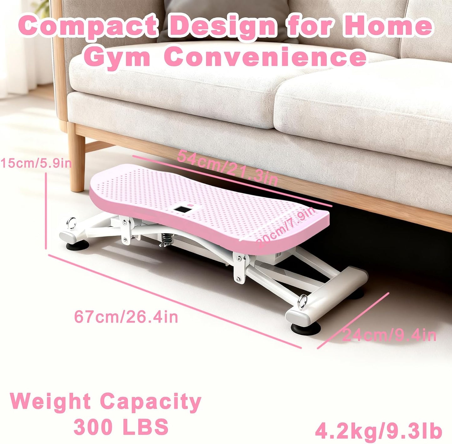 KINMAC 2-in-1 Rocking Stepper with Resistance Bands, Portable Balance Board for Exercise at Home, Quiet Mini Stair Stepper with LCD Monitor, Ski Trainer for Workout Home Gym