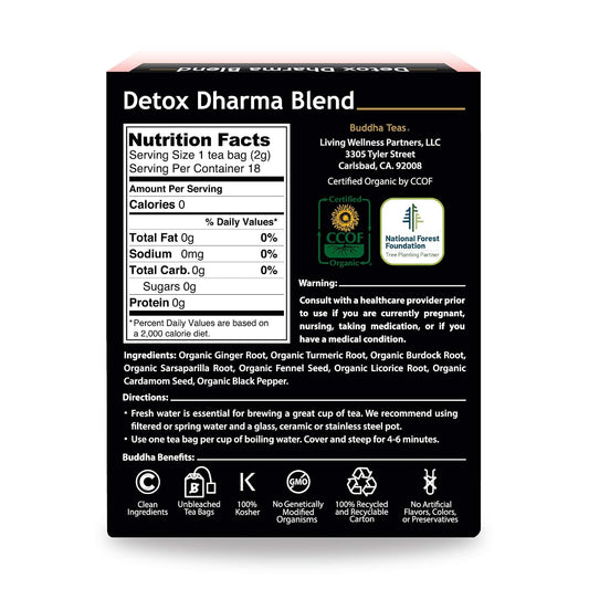 Buddha Teas Organic Detox Dharma Blend - Herbal Tea, Caffeine Free