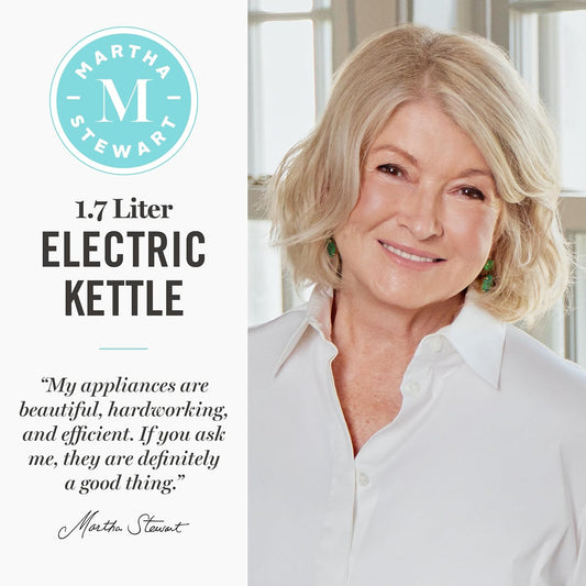 Martha Stewart 1.7L Glass Carafe Electric Kettle with Removable Tea Infuser