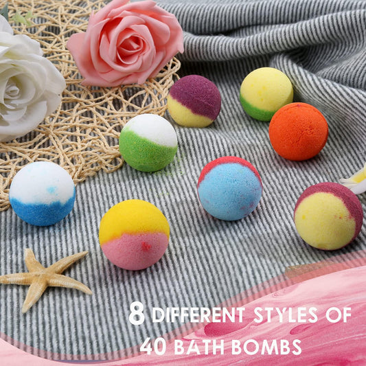 48pcs Bath Bombs for Kids with Toy Inside, Organic Colorful Bubble Bath for Kids Safe, Best Birthday, Party, Easter Bath Bombs Gift Set for Girls and Boys