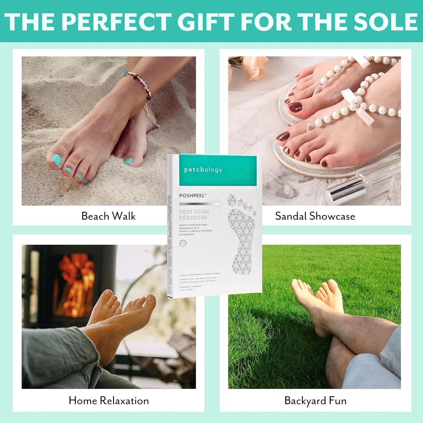 Patchology PoshPeel Pedi Cure - Foot Peel Mask Soak Treatment, Feet Peeling Mask, Pedicure Booties with Deep Exfoliation for Baby-soft Skin, Pedicure Supplies for Foot Care, 1 Pair