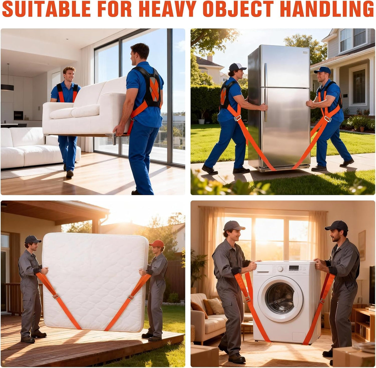 Moving Straps 2-Person Heavy Lifting System Efficient & Safe Transport for Sofas, Wardrobes and Heavy Objects Transport Heavy Items Up to 880lbs Furniture Moving Straps (Orange-Red)