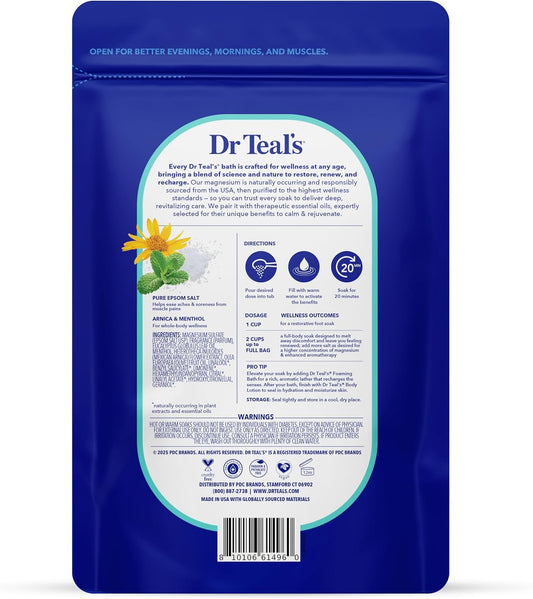 Dr Teal's Arnica Body Relief Epsom Salt Magnesium Soak with Menthol & Essential Oils, Muscle Recovery, 3 lbs