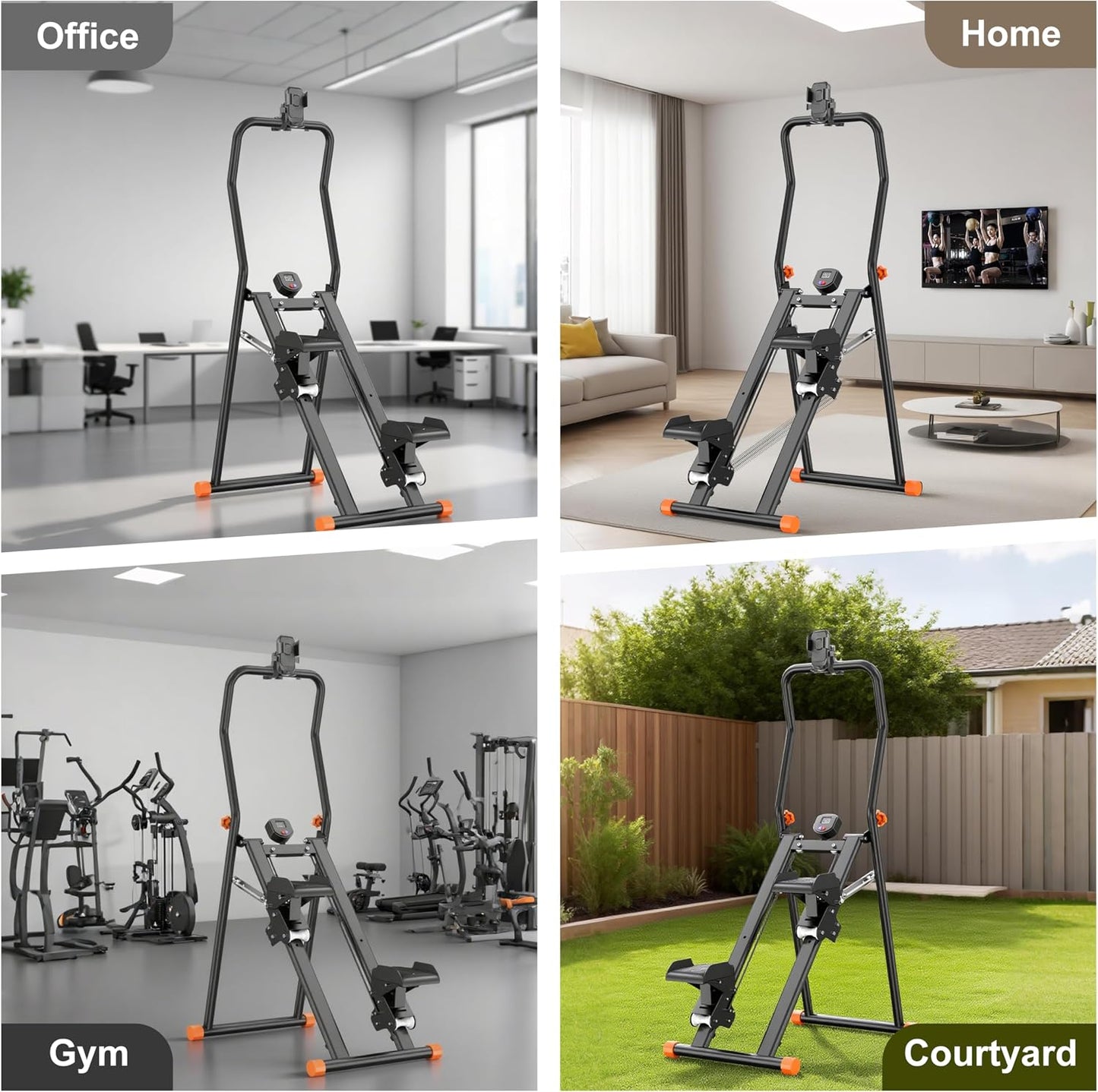 EPHESPORT Stair Stepper for Home Gym, 2.0 Stair Climber with 3-Level Adjustable Resistance, Non-Slip Pedals, Digital Monitor & Phone Holder, Foldable Stepper for Legs Glutes Cardio