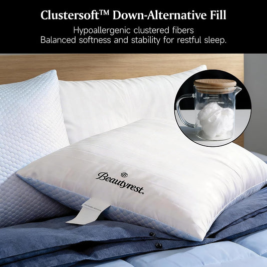 Beautyrest Hotel Pillows Luxury Cooling Queen Size Set of 2 Soft Medium
