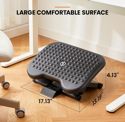 ErGear Under Desk Footrest, Adjustable Foot Rest with 3 Height Settings and 30-Degree Angle, Ergonomic Desk Foot Rest with Massage Texture, Foot and Leg Rest for Home & Office