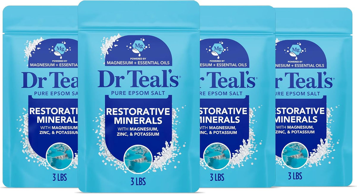 Dr Teal's Epsom Salt Magnesium Soak, Restorative Minerals with Magnesium, Potassium & Zinc, 3 lbs