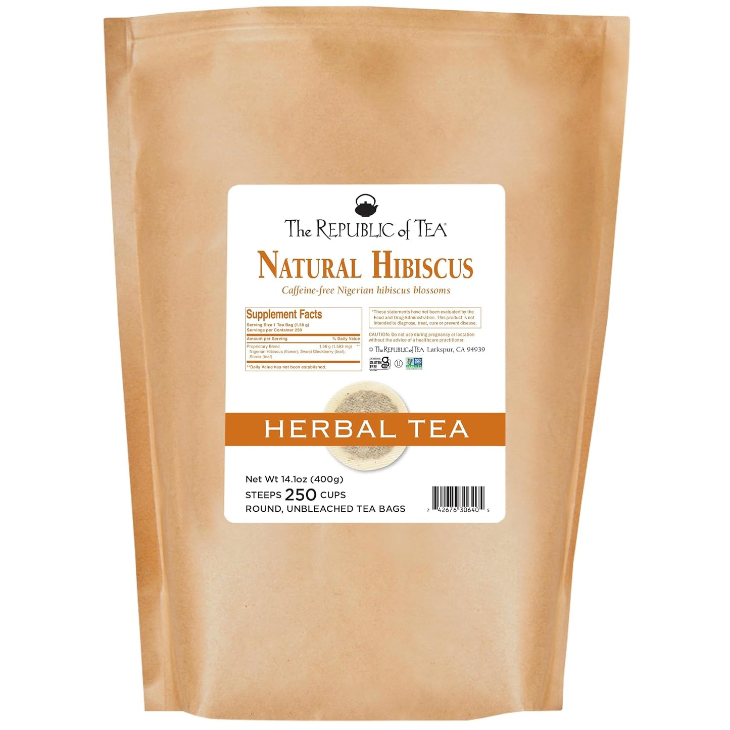 The Republic of Tea – Natural Hibiscus Tea, 36 Tea Bags, Herbal Blend, Caffeine Free, Gluten Free
