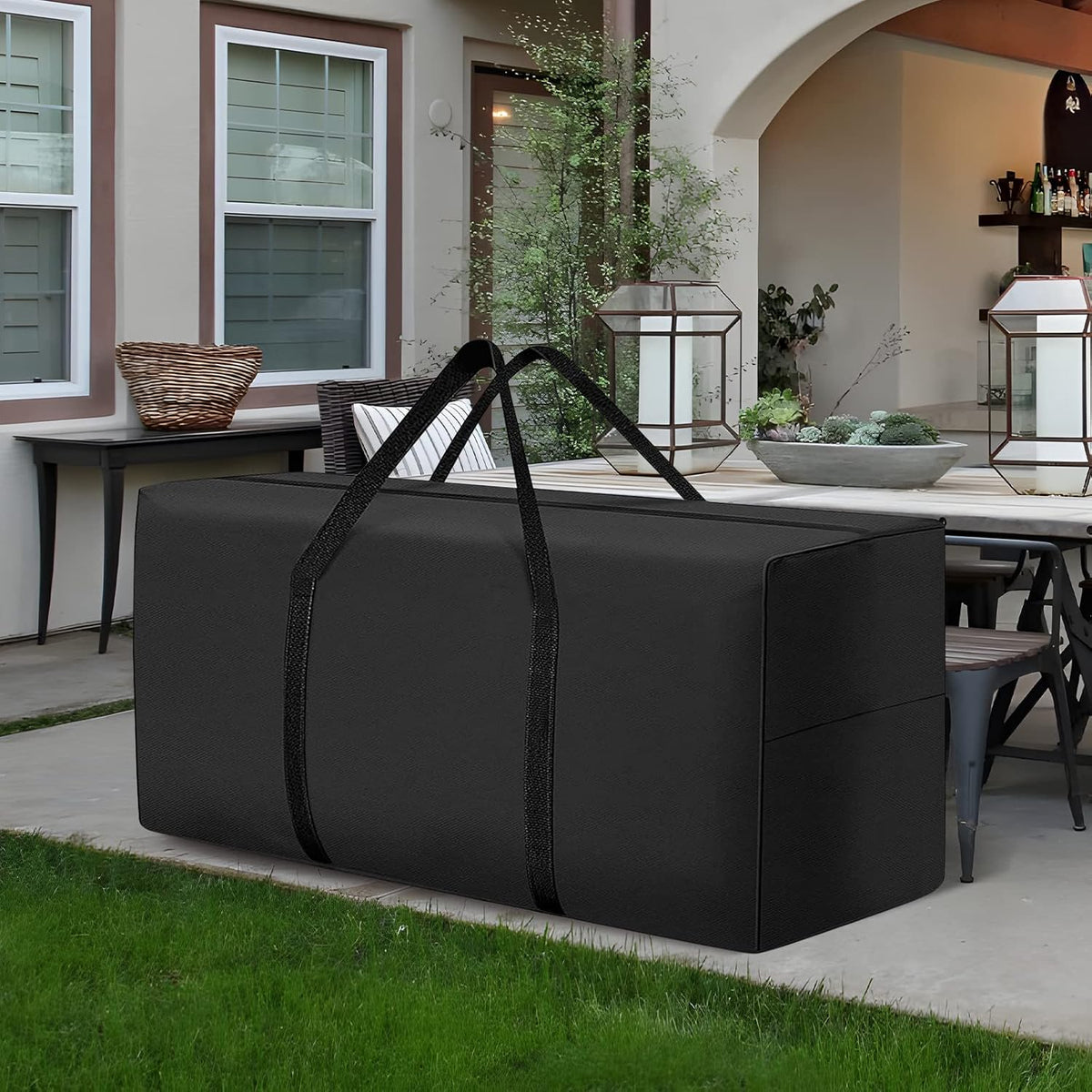 177 Gallon Outdoor Cushion Storage Bag 68 inch Extra Large Patio Furniture Cushion Storage Bag Waterproof Garden Cushion Storage Covers with Zipper and Handles Black (68"L x 30"W x 20"H)