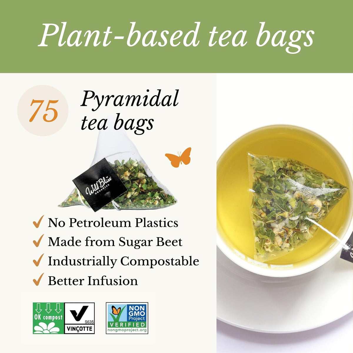 Wild Bliss Organic Hawthorn Leaf and Flower Tea, 75 Tea Bags