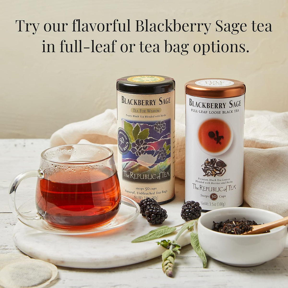 The Republic of Tea Blackberry Sage Black Tea, 50 Count