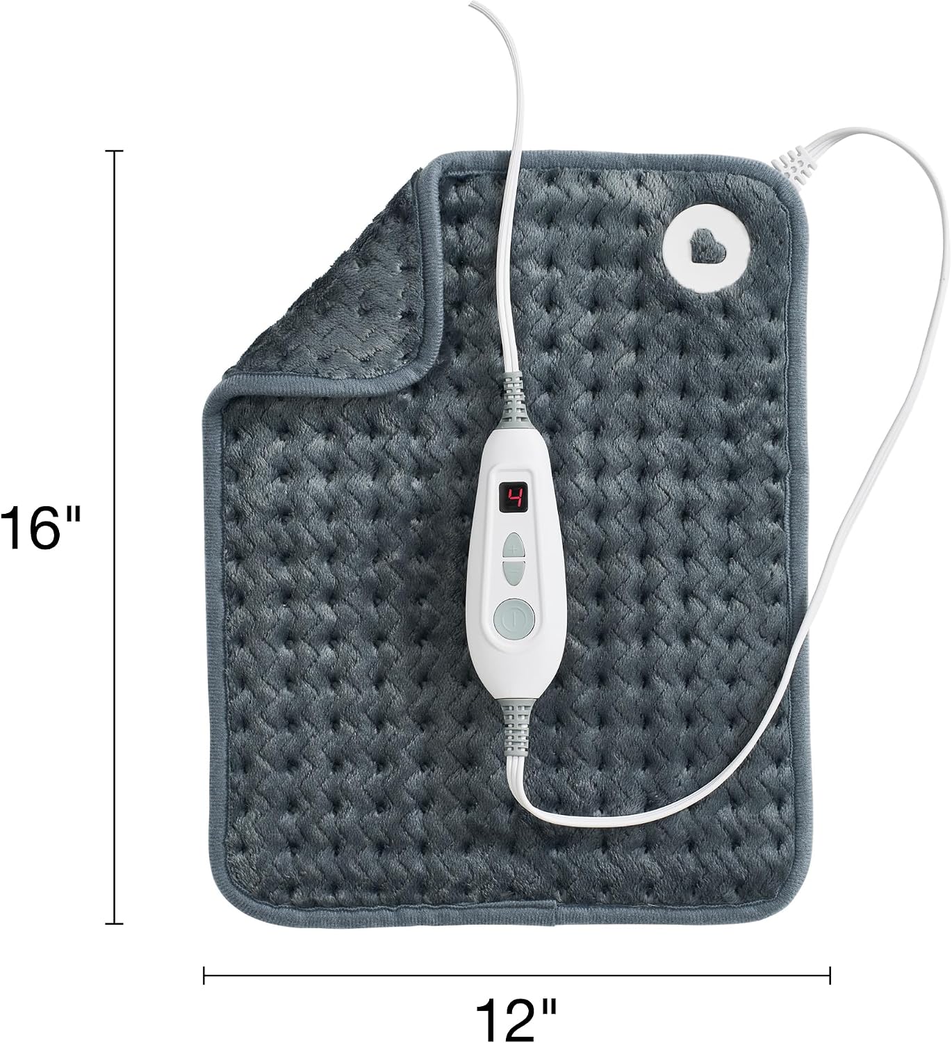 Brookstone Herringbone Portable Heating Pad, 16 x 12 in, Gray