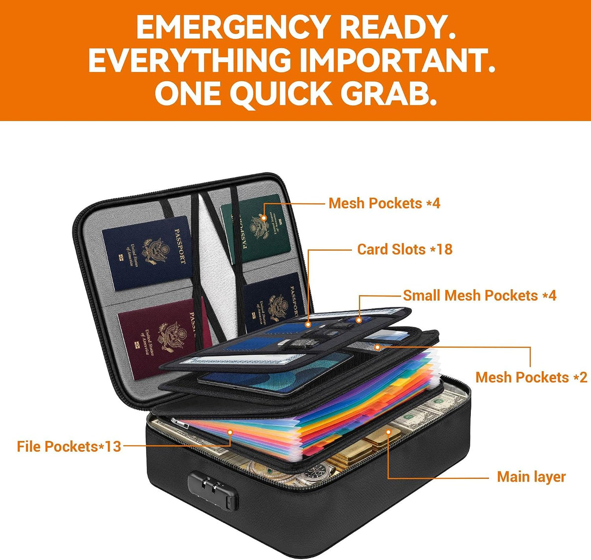 TILYMOL Fireproof Document Bag (5200℉) with Upgraded Heat Insulated Layers