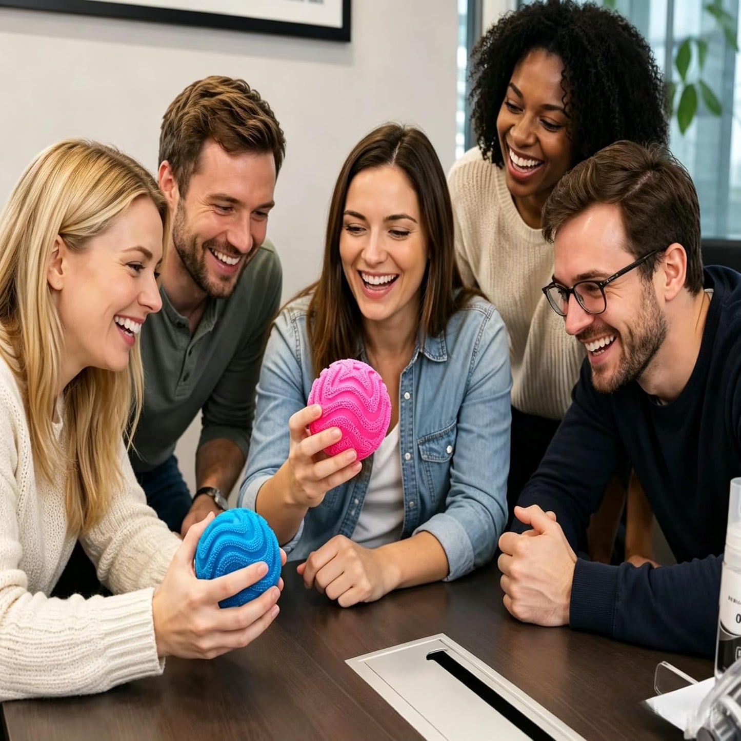 Fuzz Ball Squishy, Stress Balls for Adults Slow Rise Squishies Soft Sensory Fuzz Balls Adults Anxiety Stress Relief Toys,Stress Relief Toy for Relaxation,Office Desk Decor (Pink)
