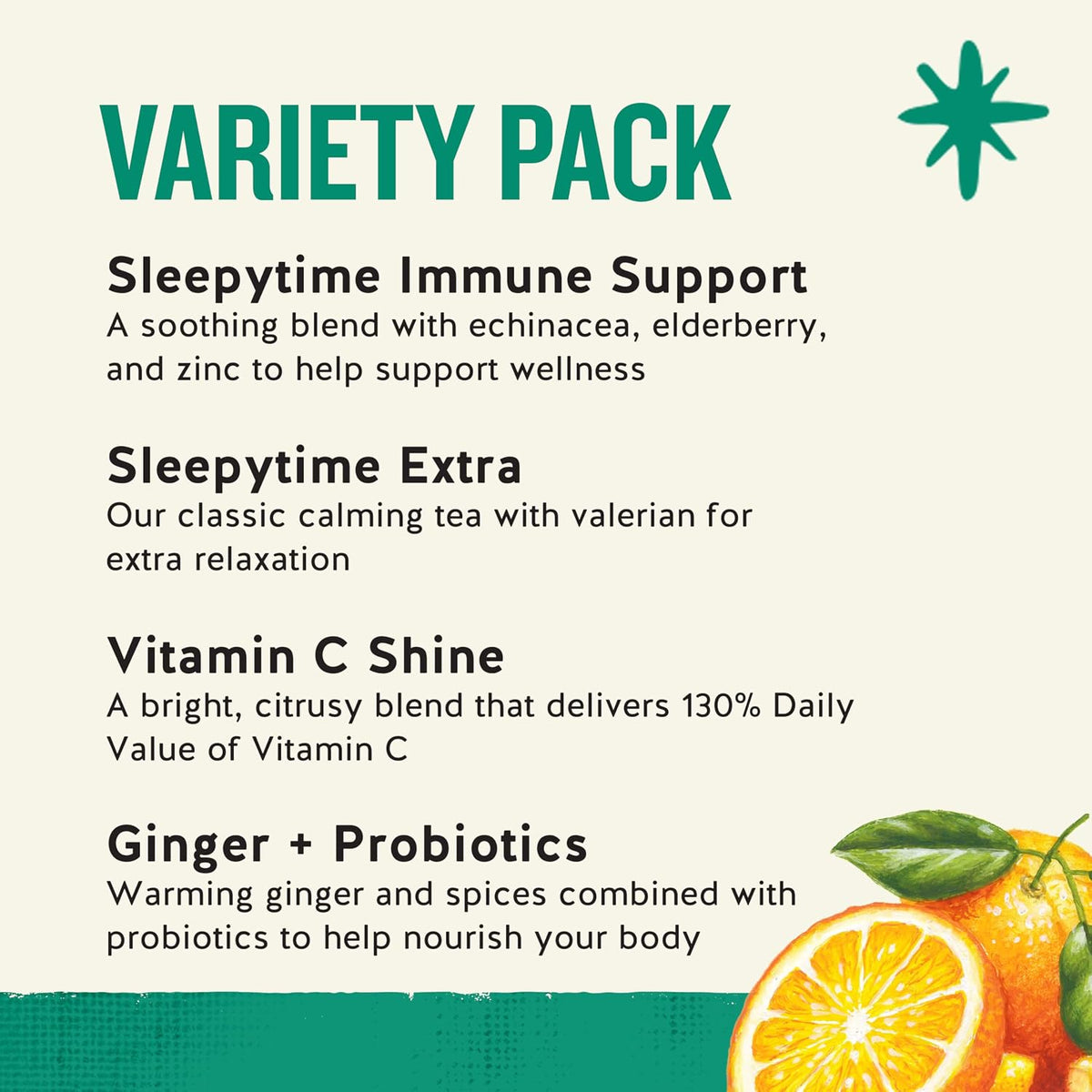 Celestial Seasonings Everyday Wellness Tea Variety Pack, Caffeine Free, 16 Tea Bags Box