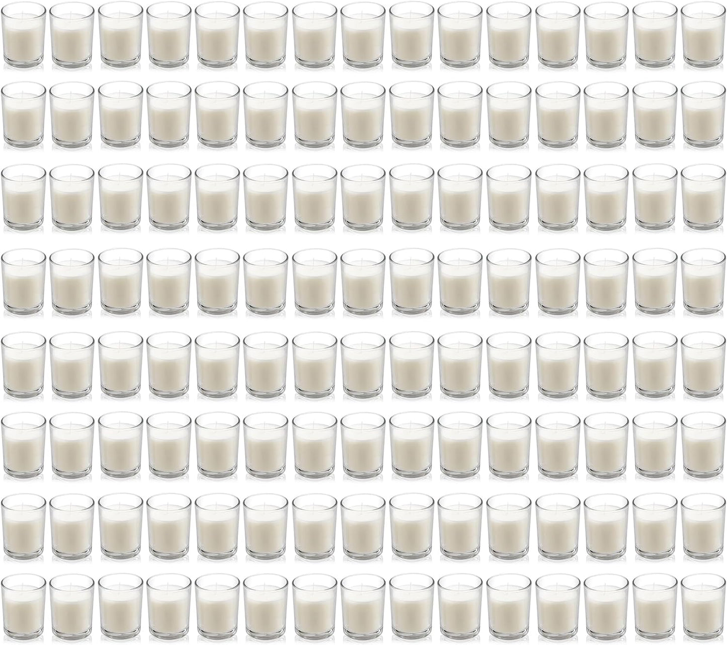 Housecret 24 Pack Warm White Unscented Clear Glass Filled Votive Candles. Hand Poured Wax Candle Ideal Gifts for Aromatherapy Spa Weddings Birthdays Holidays Party