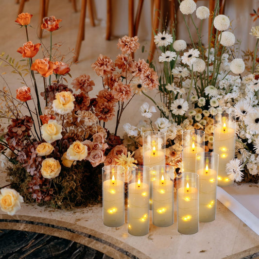 YOROXRG Set of 24 Waterproof Outdoor Flameless Candles, LED Candles with 4 Remote and Timer,(H 4" 5" 6" x D 2.2"),for Halloween Wedding Festiv